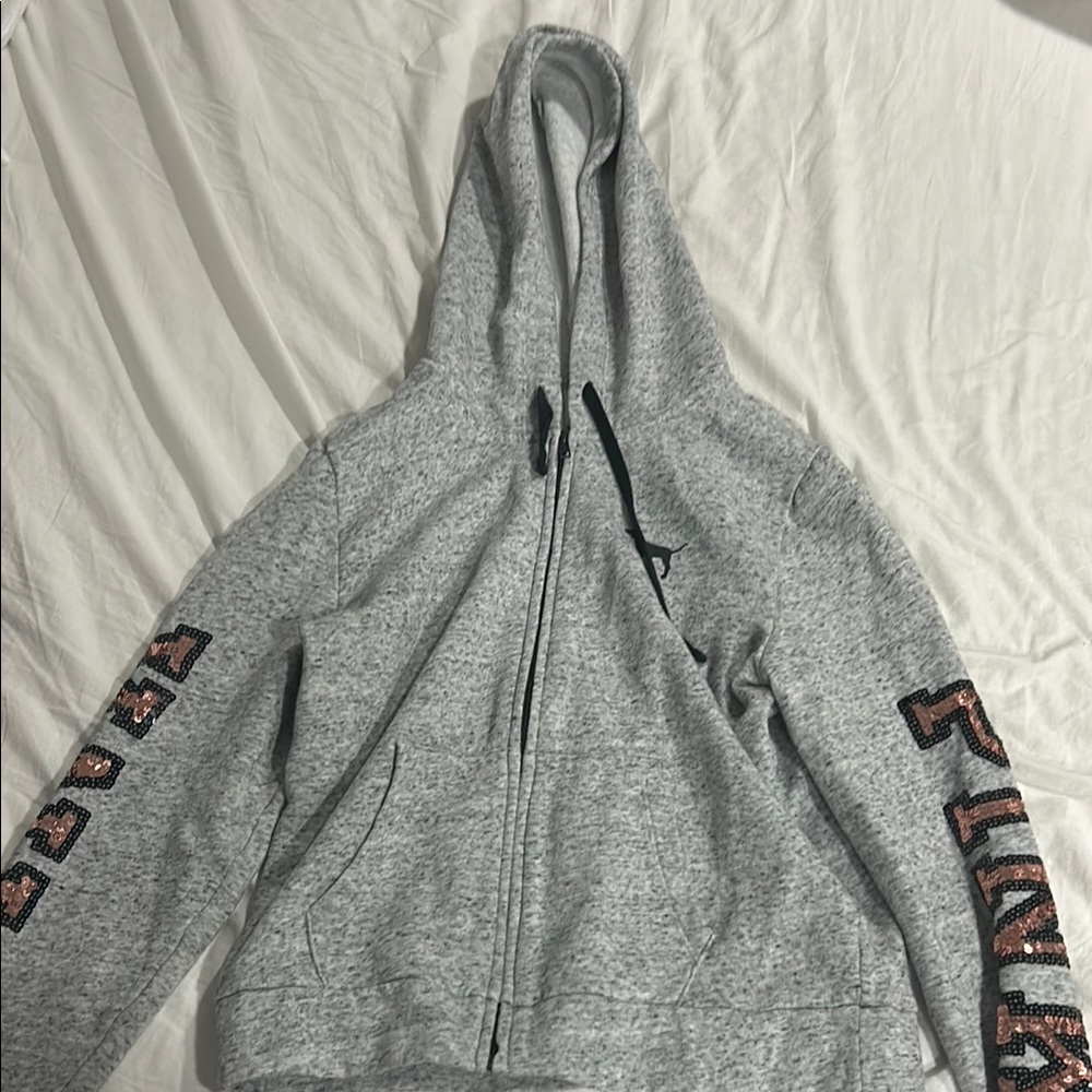 PINK Victoria's Secret Grey Hoodie Zip-up Jacket